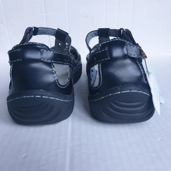 JBU Wm Melon Black Memory Foam Vegan Cutout Leather Sneakers Velcro T-Strap 7.5 - Picture 15 of 16